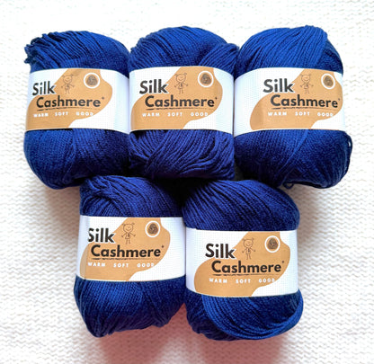 5 balls x 50g Cashmere Silk yarn : 60% Cashmere + 40% Silk : 39 Dark Navy