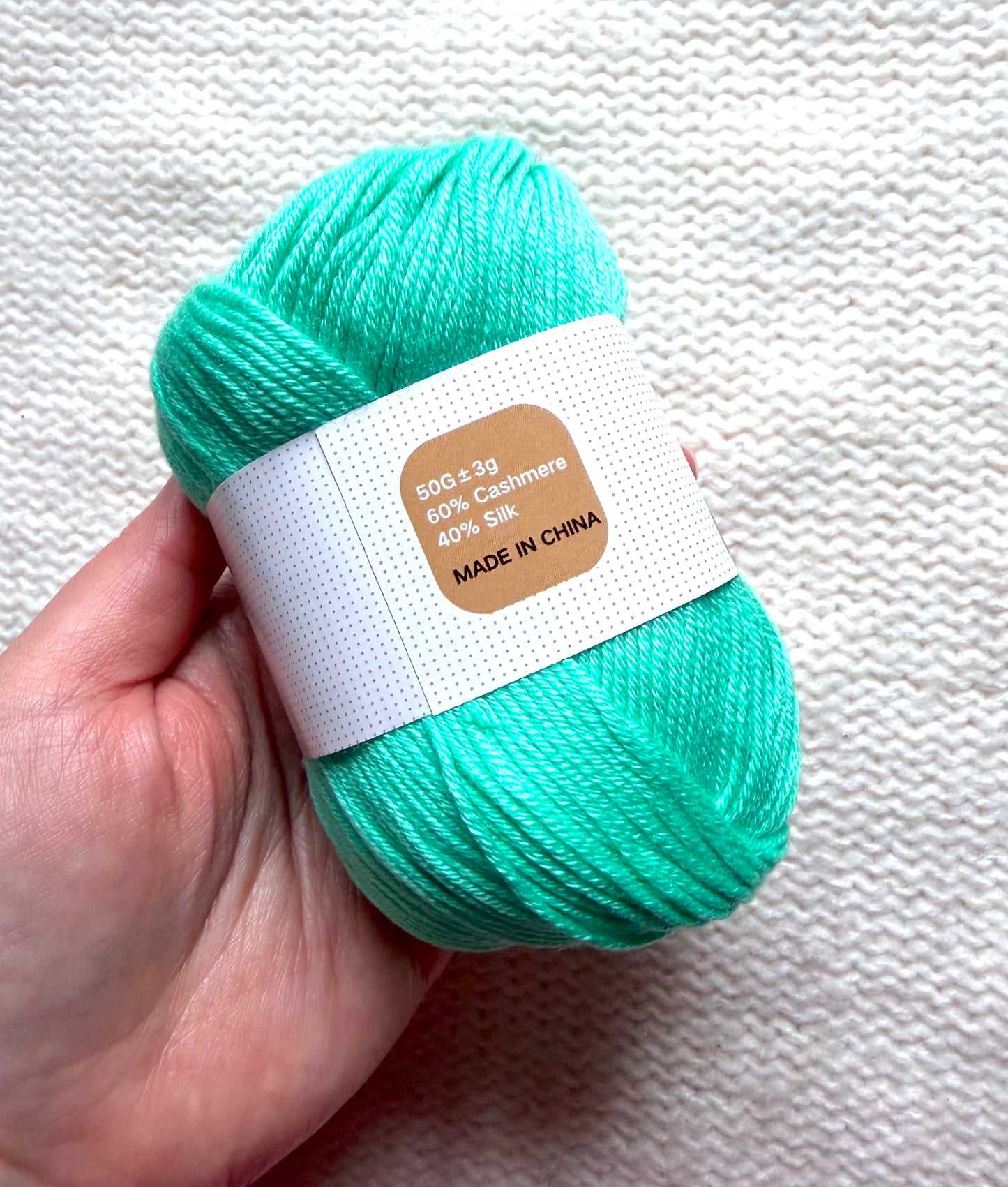 5 balls x 50g Cashmere Silk yarn : 60% Cashmere + 40% Silk : 44 Mint Green