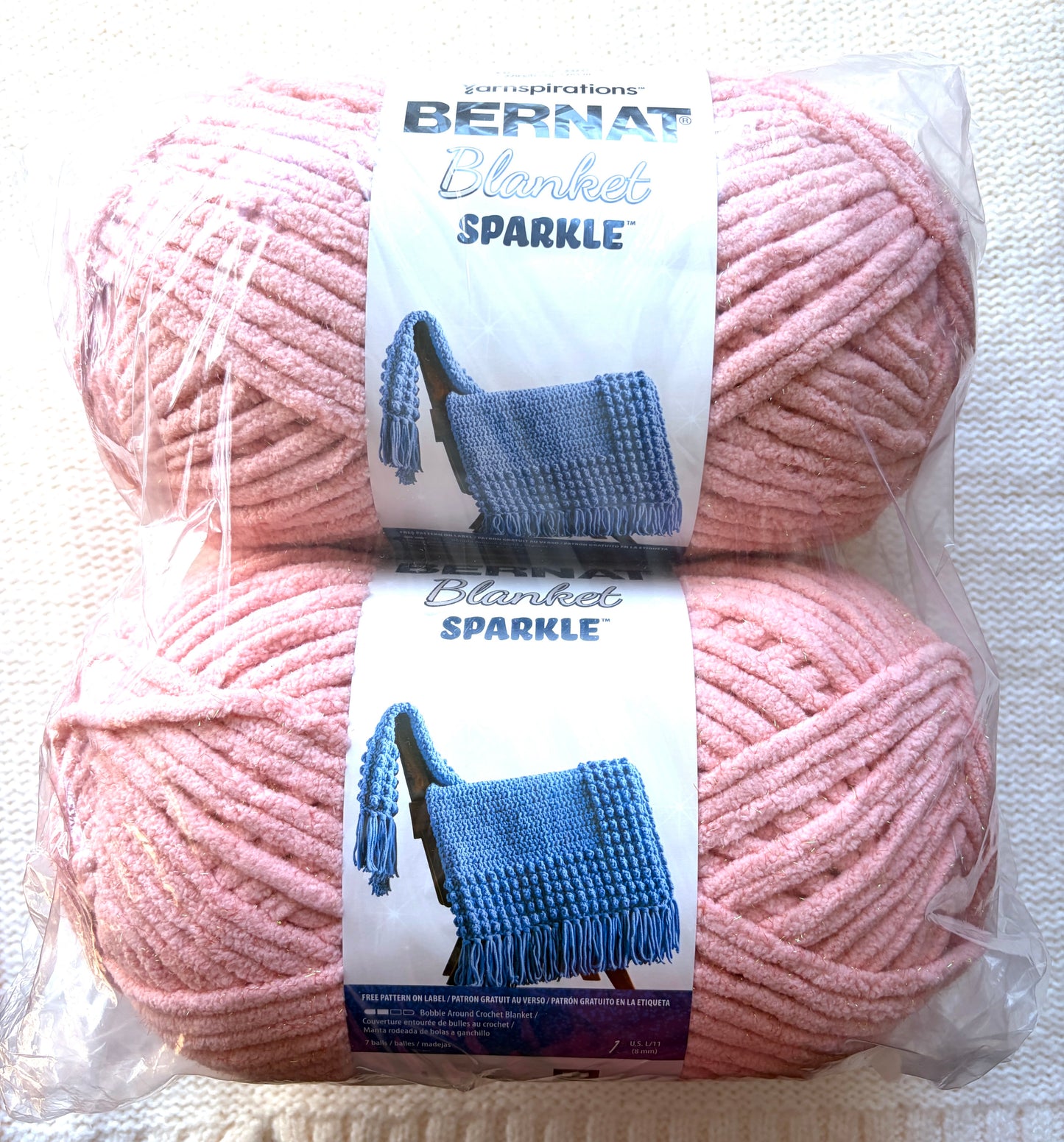 2 balls x Bernat Blanket Sparkle Yarn 300g : Sparkle Muted Coral