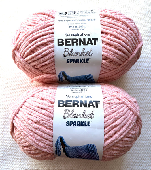 2 balls x Bernat Blanket Sparkle Yarn 300g : Sparkle Muted Coral