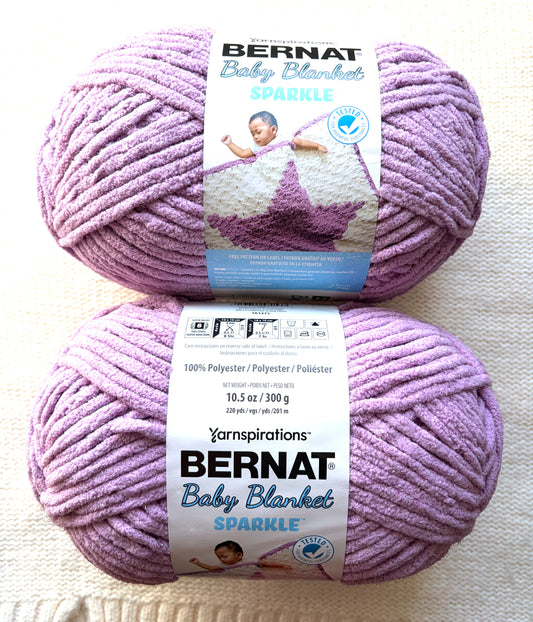 2 balls x Bernat Blanket Sparkle Yarn 300g : Planetary Purple Sparkle