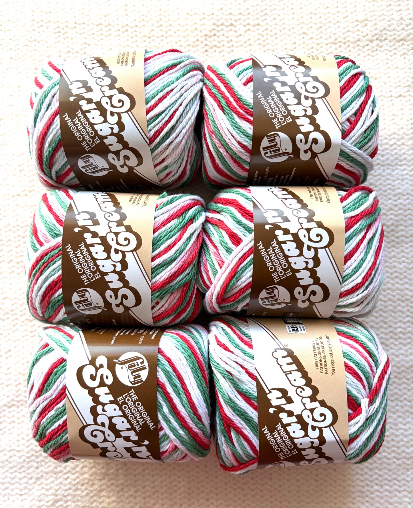 56.7g Lily Sugar 'n Cream Ombre Yarn - Mistletoe : 100% Cotton