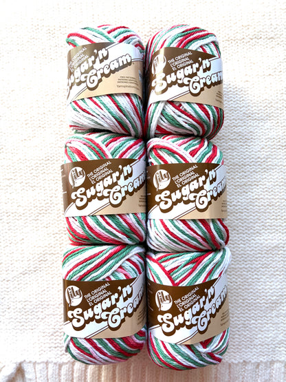 56.7g Lily Sugar 'n Cream Ombre Yarn - Mistletoe : 100% Cotton