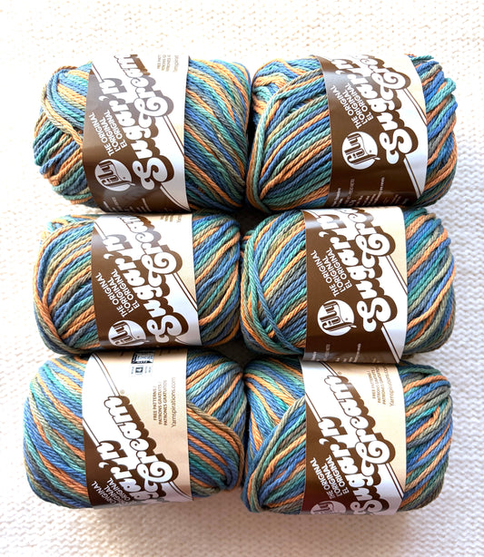 56.7g Lily Sugar 'n Cream Ombre Yarn - Capri Ombre : 100% Cotton