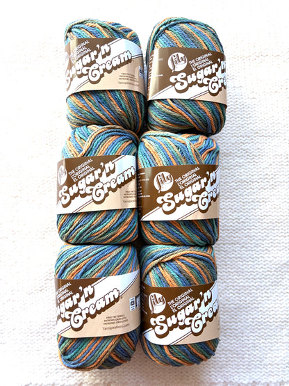56.7g Lily Sugar 'n Cream Ombre Yarn - Capri Ombre : 100% Cotton