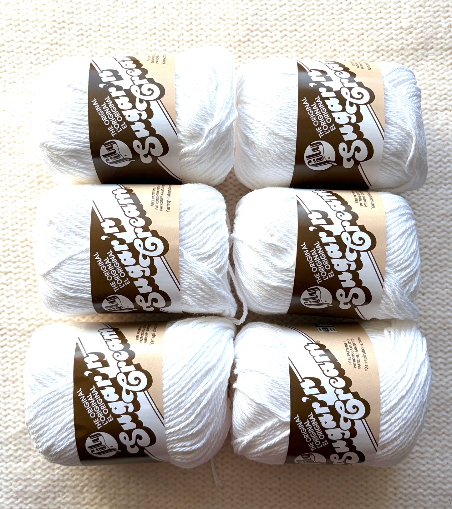 70.9g Lily Sugar 'n Cream The Original Yarn - White : 100% Cotton