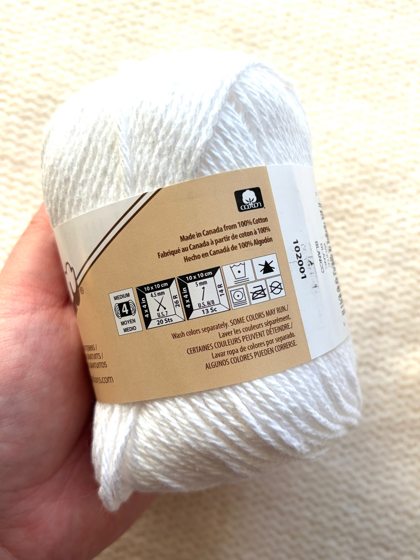 70.9g Lily Sugar 'n Cream The Original Yarn - White : 100% Cotton