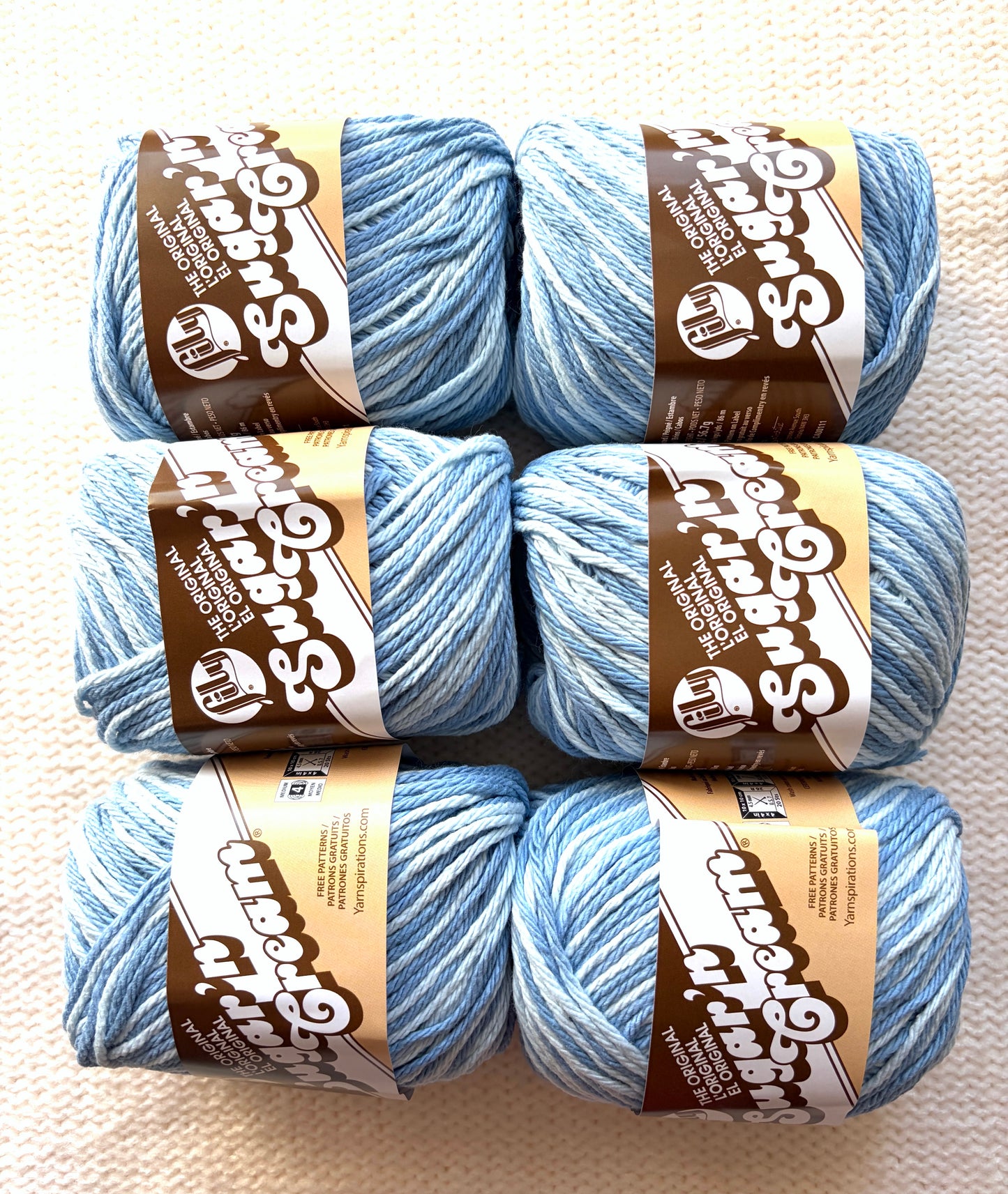 56.7g Lily Sugar 'n Cream Ombre Yarn - Faded Denim : 100% Cotton