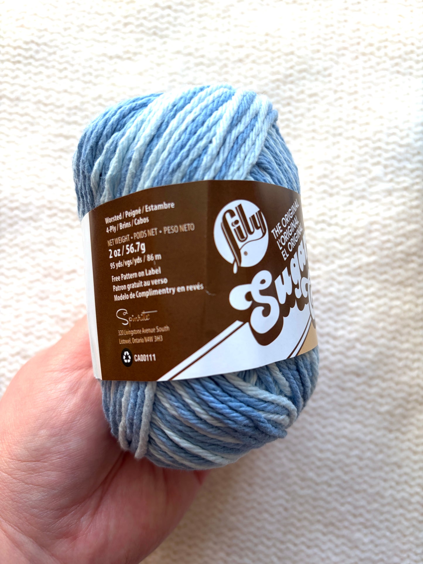 56.7g Lily Sugar 'n Cream Ombre Yarn - Faded Denim : 100% Cotton