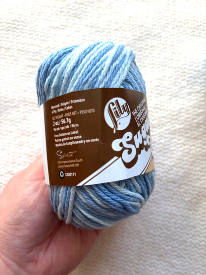 56.7g Lily Sugar 'n Cream Ombre Yarn - Faded Denim : 100% Cotton