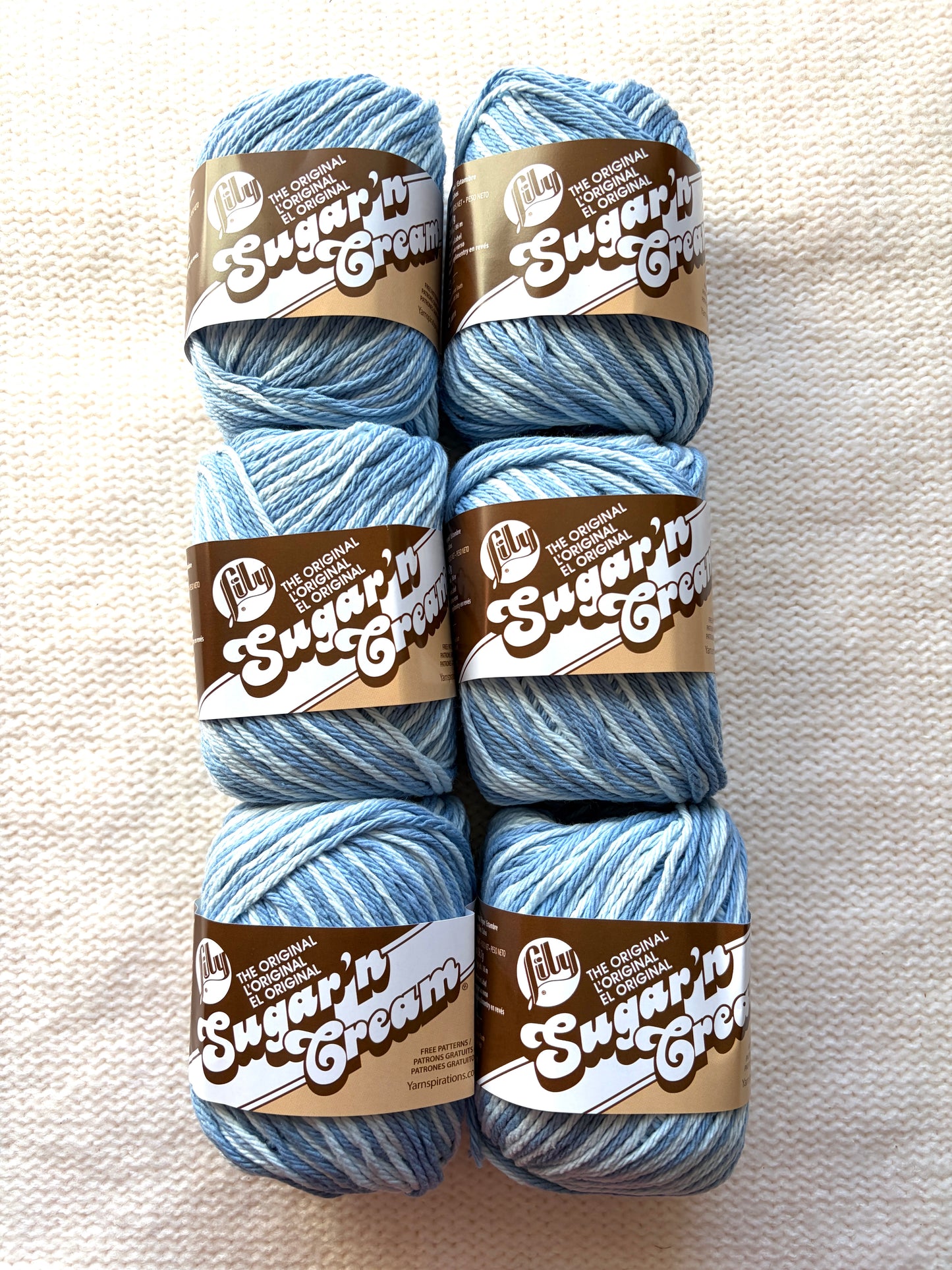 56.7g Lily Sugar 'n Cream Ombre Yarn - Faded Denim : 100% Cotton