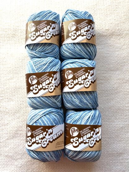 56.7g Lily Sugar 'n Cream Ombre Yarn - Faded Denim : 100% Cotton