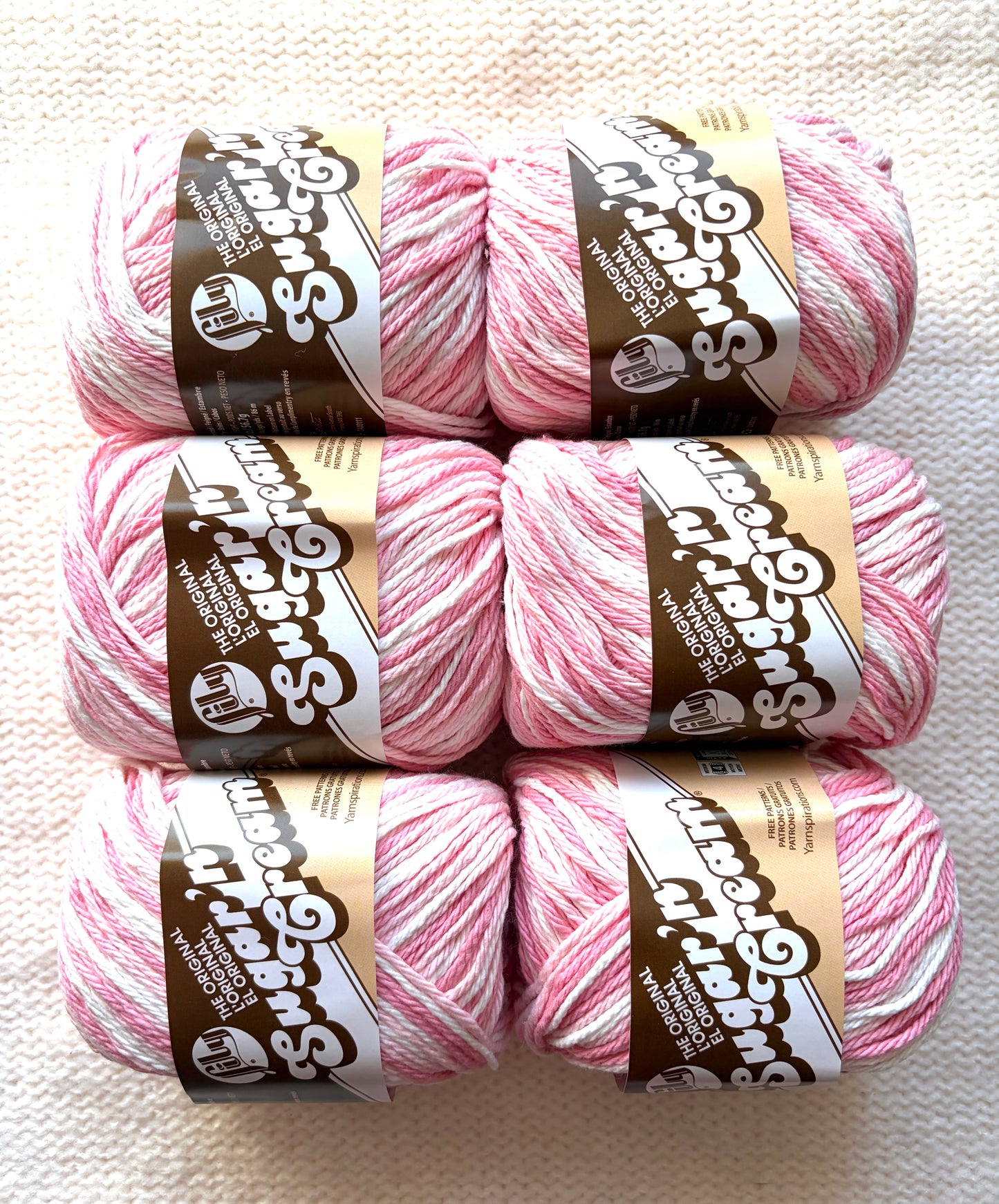56.7g Lily Sugar 'n Cream Ombre Yarn - Strawberry : 100% Cotton