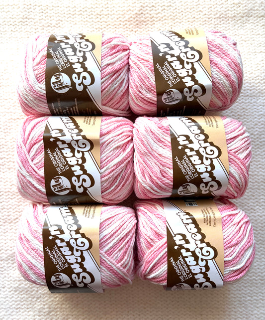 56.7g Lily Sugar 'n Cream Ombre Yarn - Strawberry : 100% Cotton