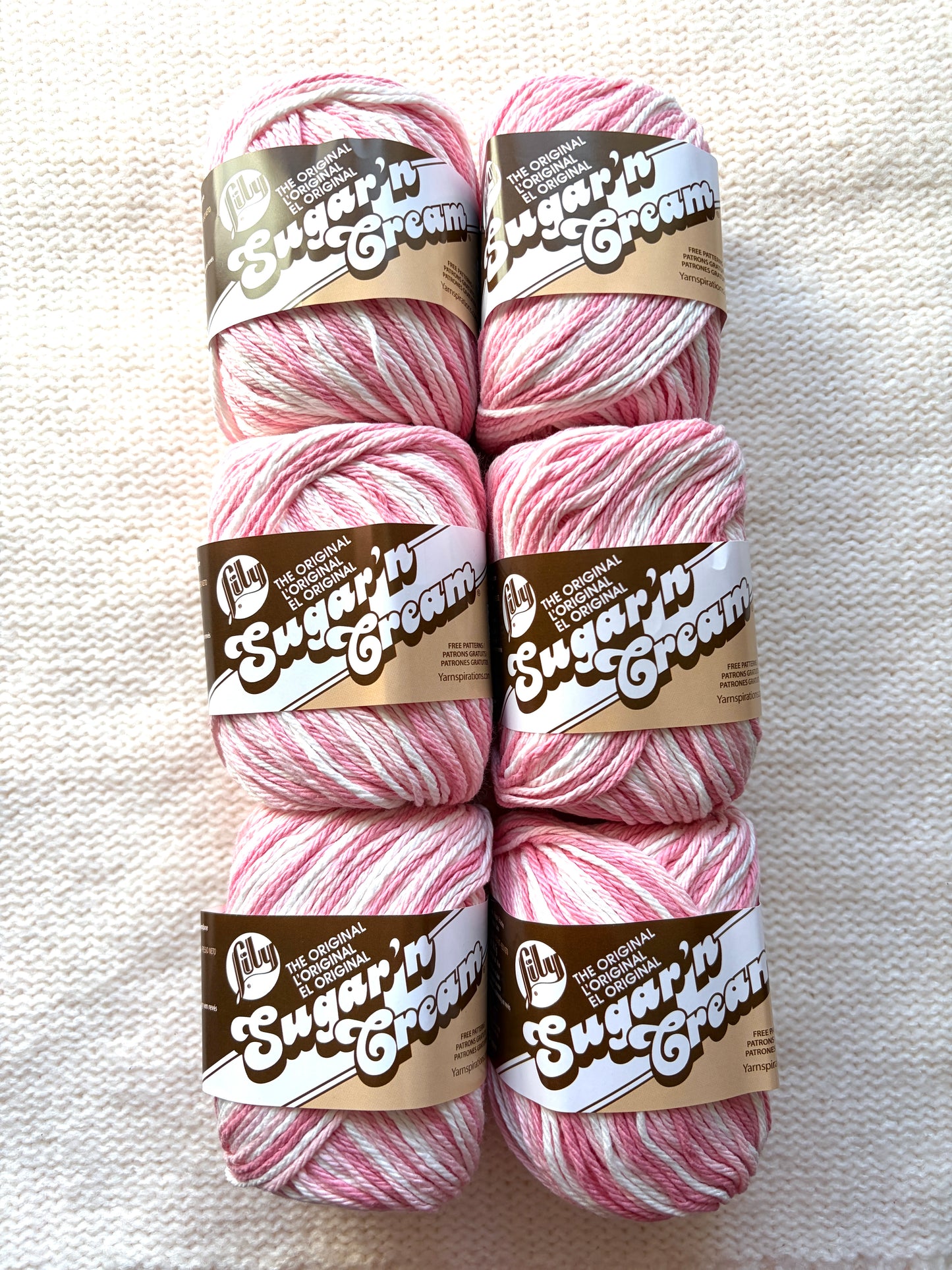 56.7g Lily Sugar 'n Cream Ombre Yarn - Strawberry : 100% Cotton