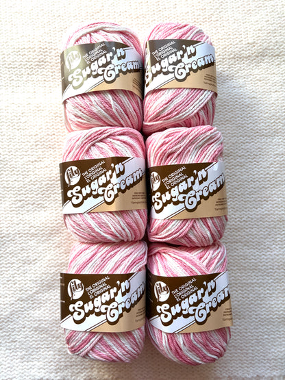 56.7g Lily Sugar 'n Cream Ombre Yarn - Strawberry : 100% Cotton