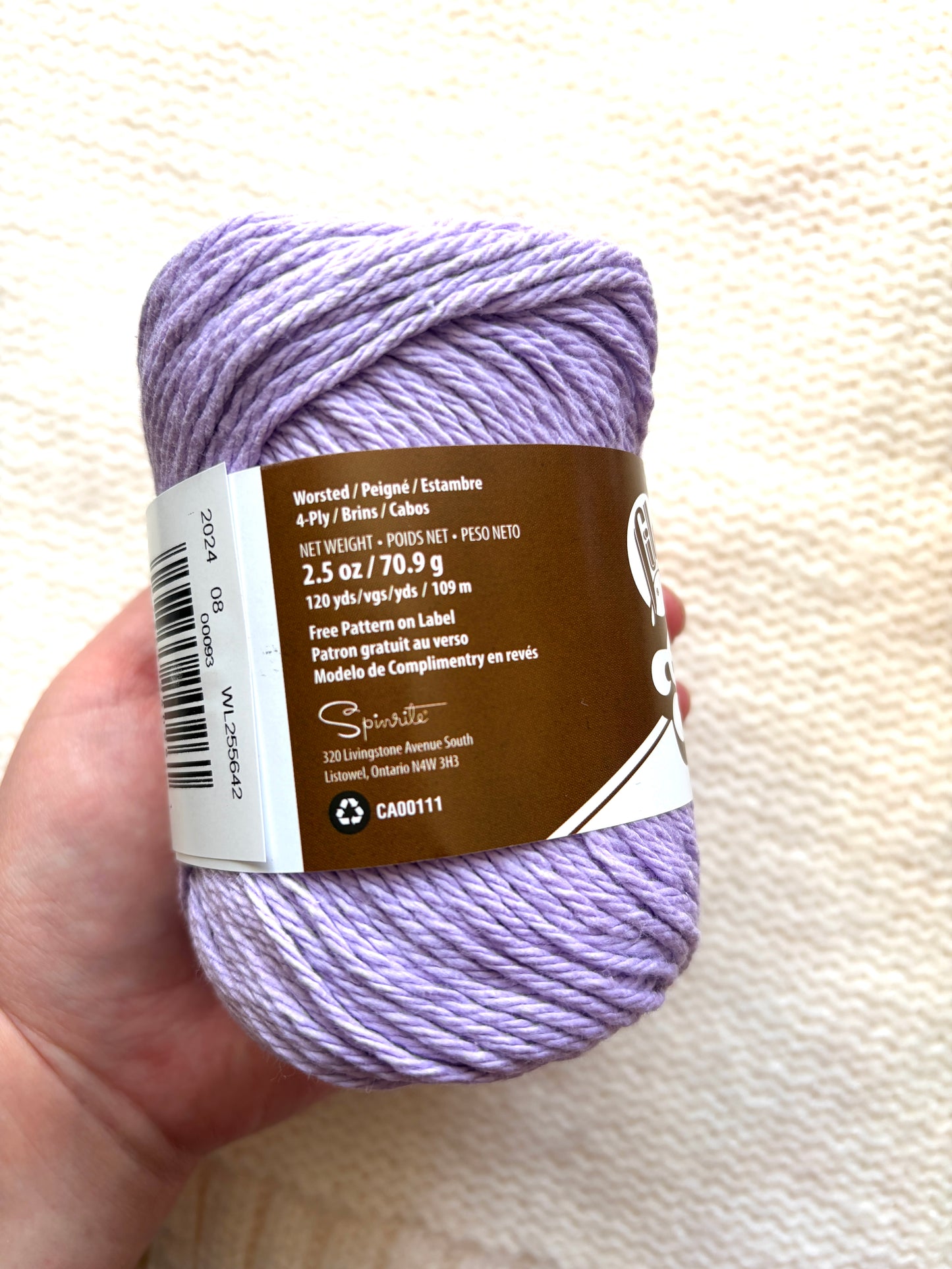 70.9g Lily Sugar 'n Cream The Original Yarn - Soft Violet : 100% Cotton