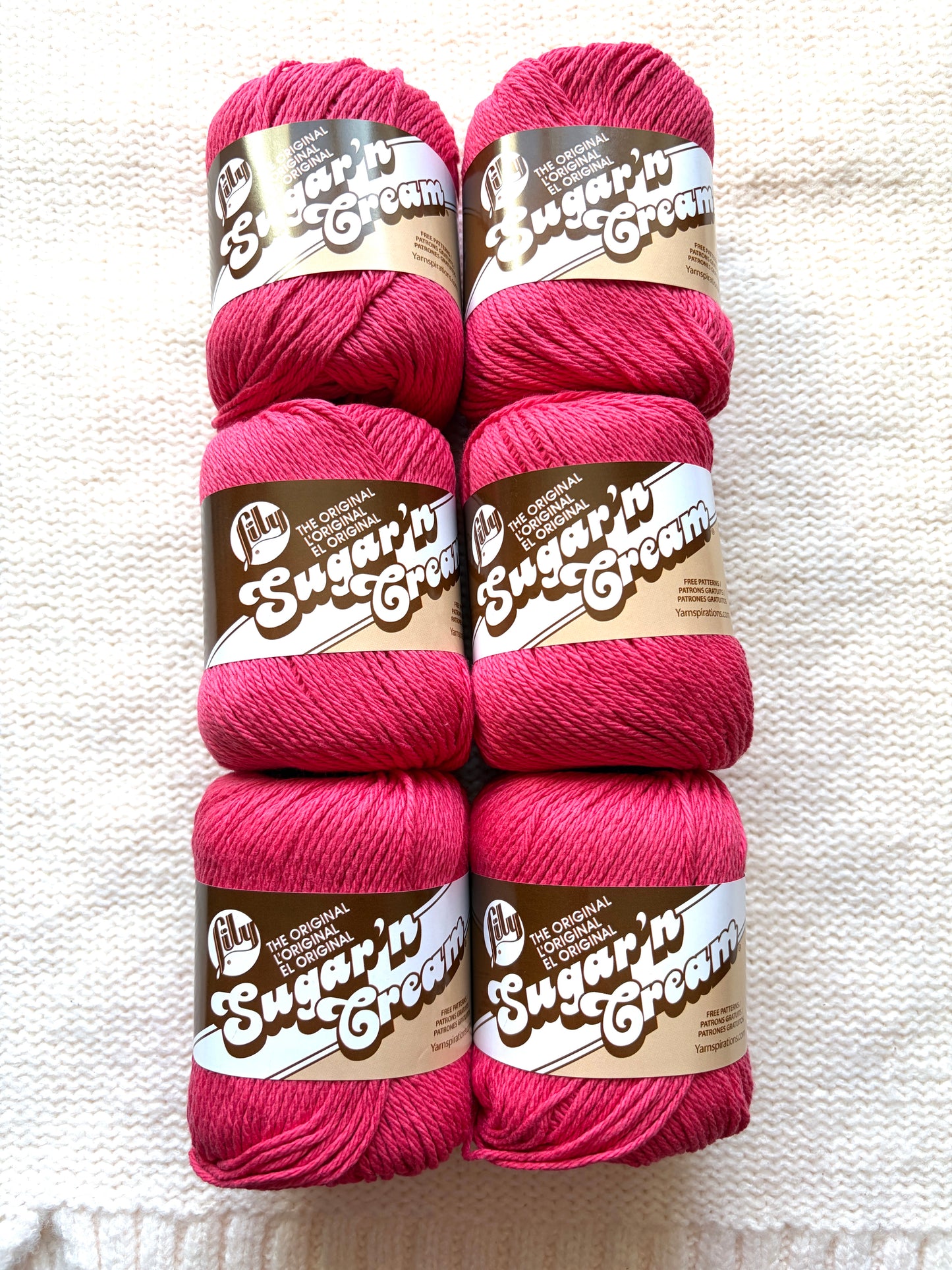 70.9g Lily Sugar 'n Cream The Original Yarn - Pretty in Pink : 100% Cotton
