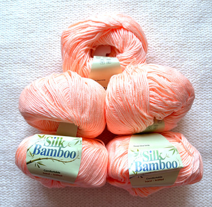 5 balls x 50g Cashmere Silk yarn : Cashmere + Silk + Bamboo fiber : 05 Soft Coral