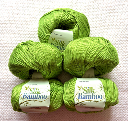 5 balls x 50g Cashmere Silk yarn : Cashmere + Silk + Bamboo fiber : 18 Key Lime
