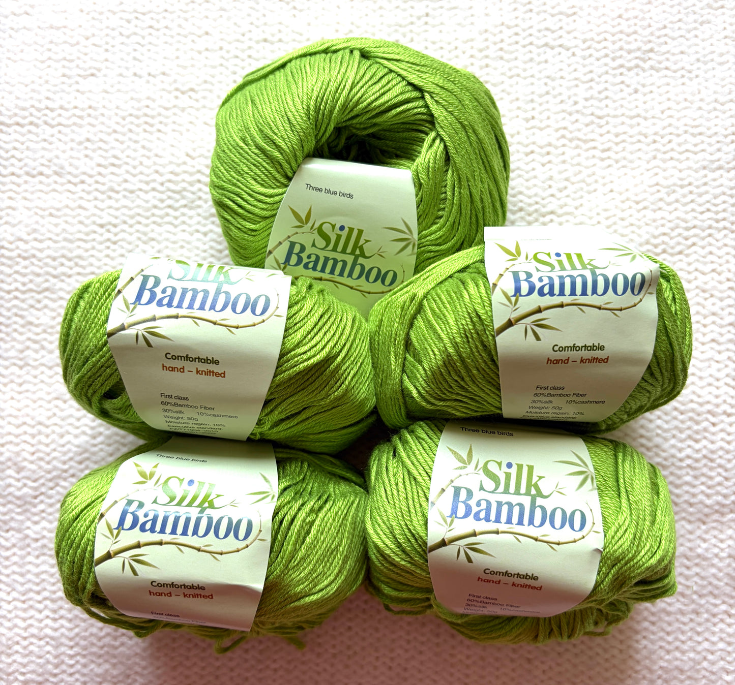 5 balls x 50g Cashmere Silk yarn : Cashmere + Silk + Bamboo fiber : 18 Key Lime