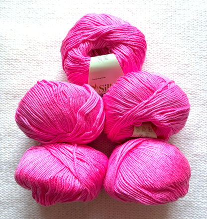5 balls x 50g Cashmere Silk yarn : Cashmere + Silk + Bamboo fiber : 12 Hot Pink