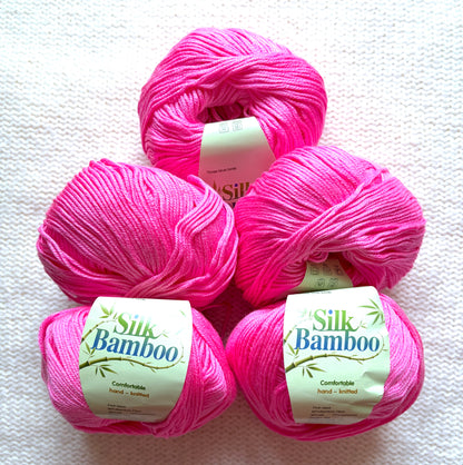 5 balls x 50g Cashmere Silk yarn : Cashmere + Silk + Bamboo fiber : 12 Hot Pink