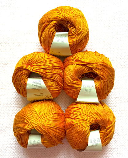 5 balls x 50g Cashmere Silk yarn : Cashmere + Silk + Bamboo fiber : 15 Pumpkin Orange