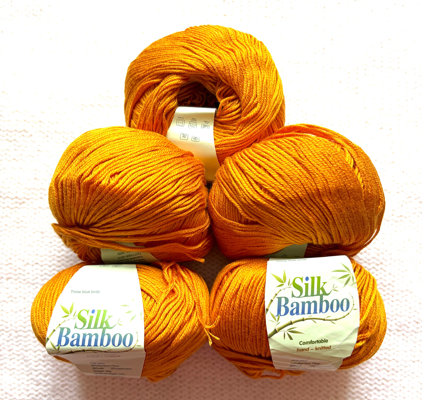 5 balls x 50g Cashmere Silk yarn : Cashmere + Silk + Bamboo fiber : 15 Pumpkin Orange