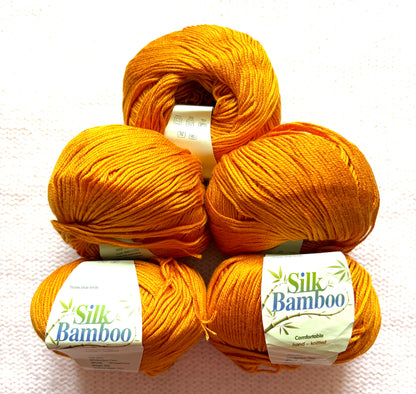 5 balls x 50g Cashmere Silk yarn : Cashmere + Silk + Bamboo fiber : 15 Pumpkin Orange