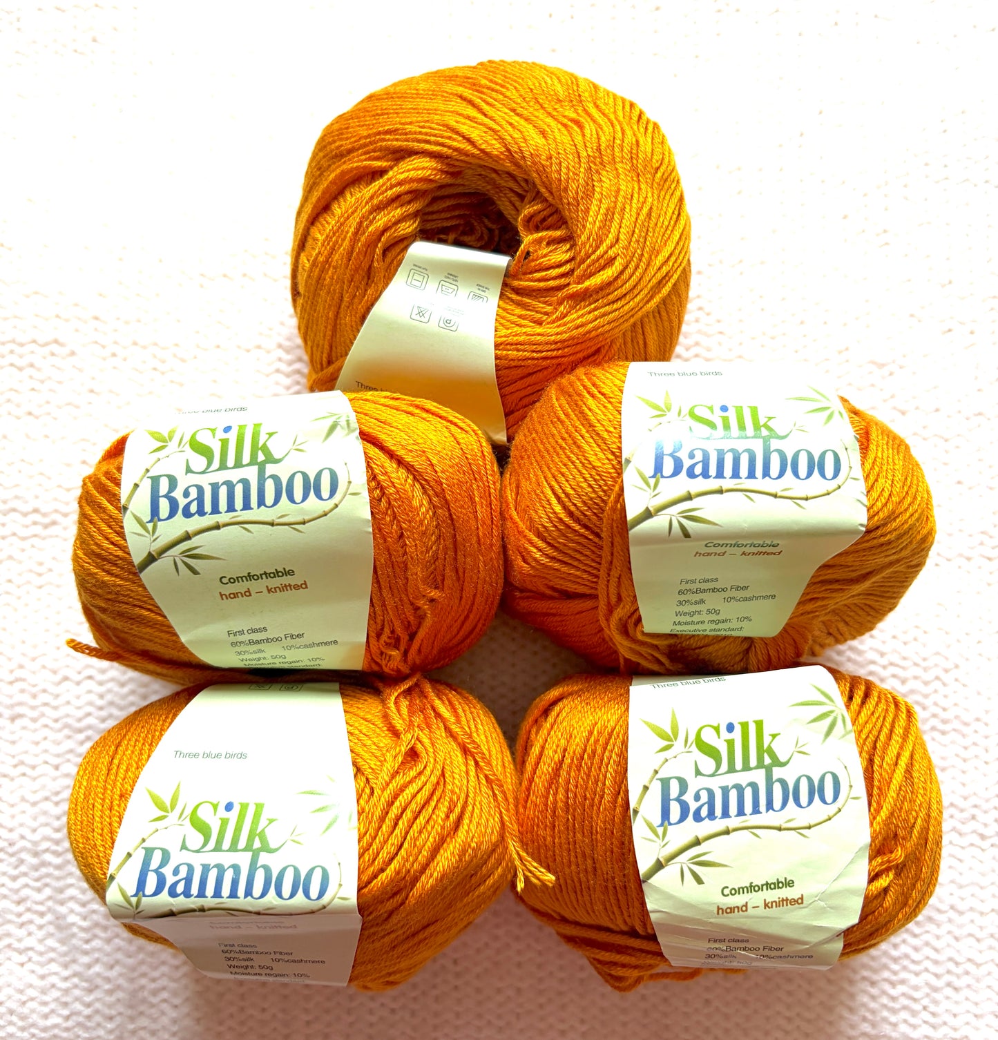 5 balls x 50g Cashmere Silk yarn : Cashmere + Silk + Bamboo fiber : 15 Pumpkin Orange