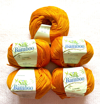 5 balls x 50g Cashmere Silk yarn : Cashmere + Silk + Bamboo fiber : 15 Pumpkin Orange