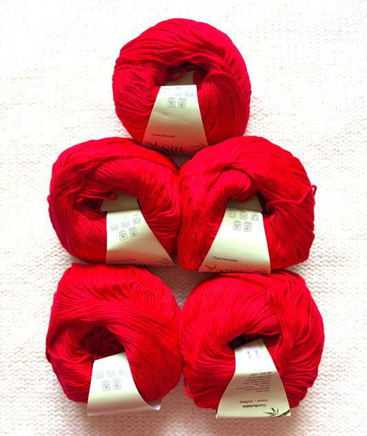 5 balls x 50g Cashmere Silk yarn : Cashmere + Silk + Bamboo fiber : 11 Scarlet Red