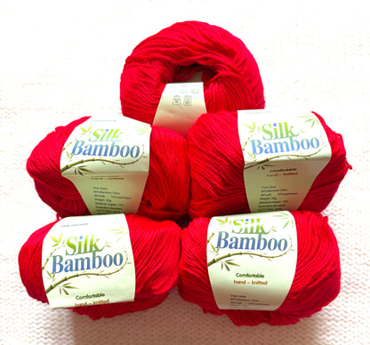 5 balls x 50g Cashmere Silk yarn : Cashmere + Silk + Bamboo fiber : 11 Scarlet Red