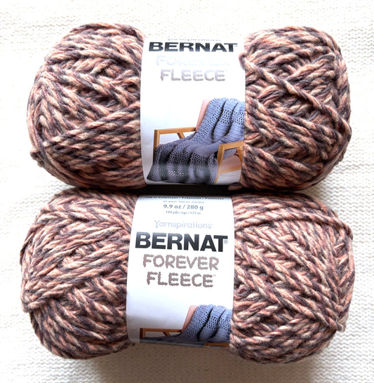 2 Balls x 280g Bernat Forever Fleece Super Chunky Yarn : Corduroy
