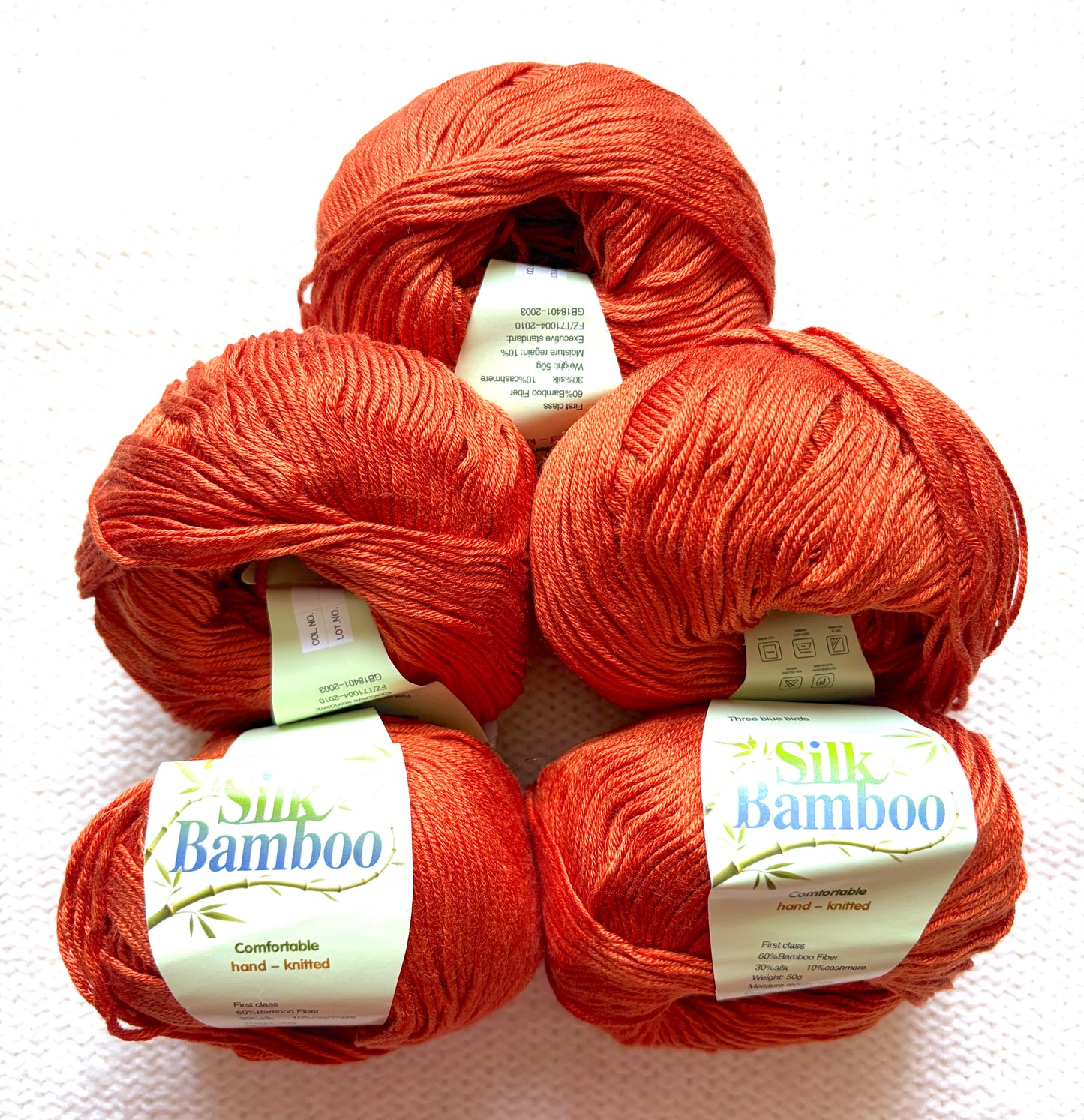 5 balls x 50g Cashmere Silk yarn : Cashmere + Silk + Bamboo fiber : 13 Burnt Orange