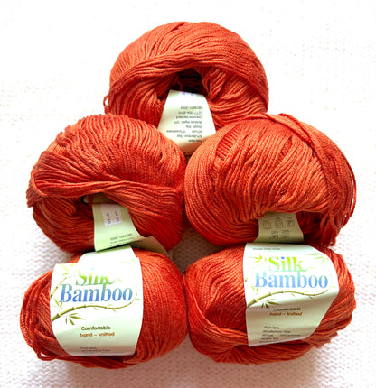 5 balls x 50g Cashmere Silk yarn : Cashmere + Silk + Bamboo fiber : 13 Burnt Orange
