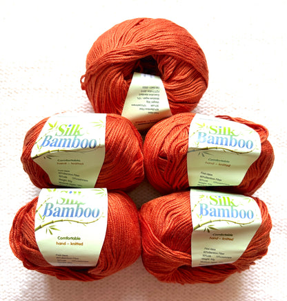 5 balls x 50g Cashmere Silk yarn : Cashmere + Silk + Bamboo fiber : 13 Burnt Orange