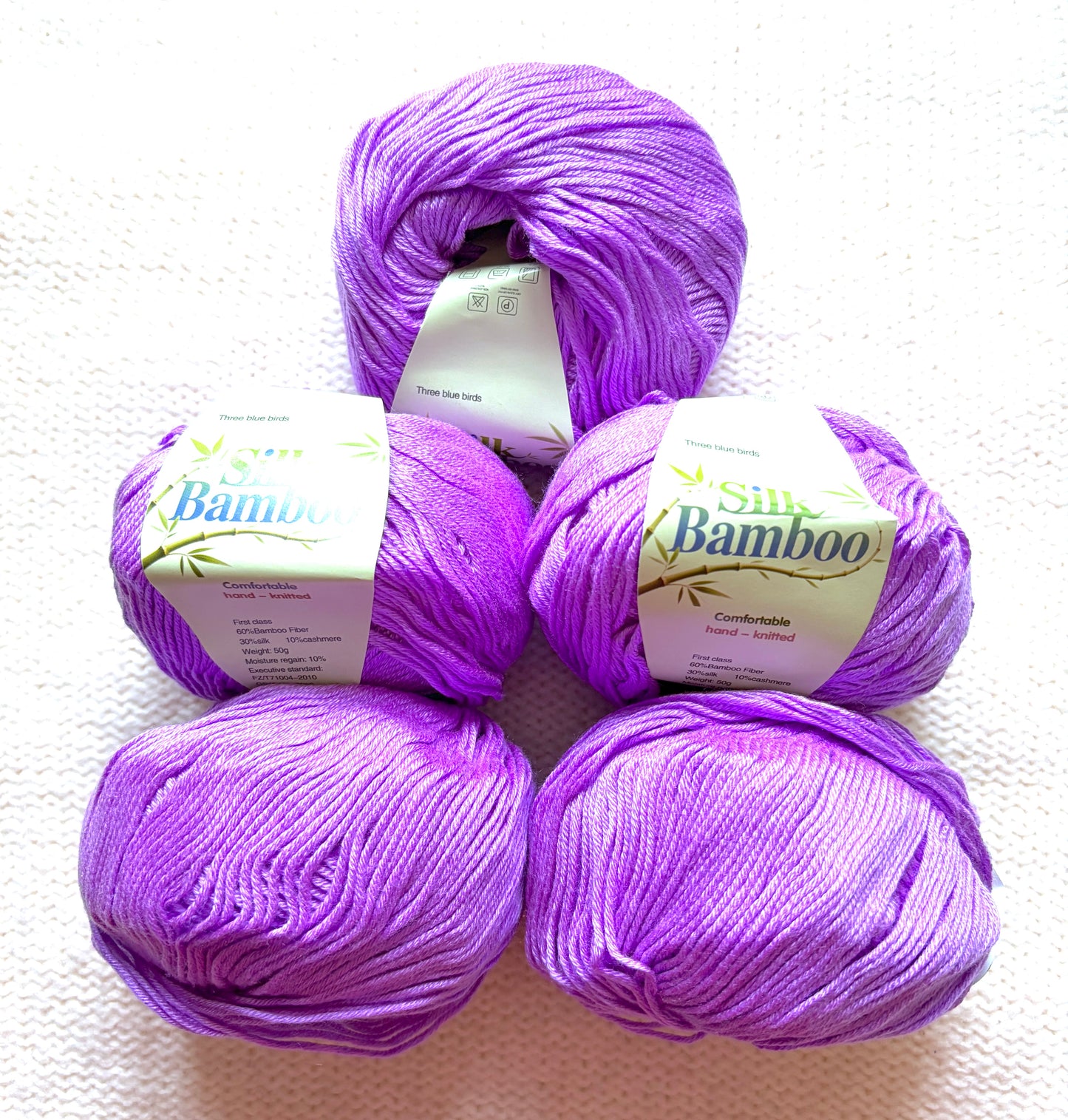 5 balls x 50g Cashmere Silk yarn : Cashmere + Silk + Bamboo fiber : 19 Orchid Purple