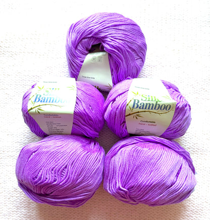 5 balls x 50g Cashmere Silk yarn : Cashmere + Silk + Bamboo fiber : 19 Orchid Purple