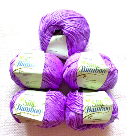 5 balls x 50g Cashmere Silk yarn : Cashmere + Silk + Bamboo fiber : 19 Orchid Purple