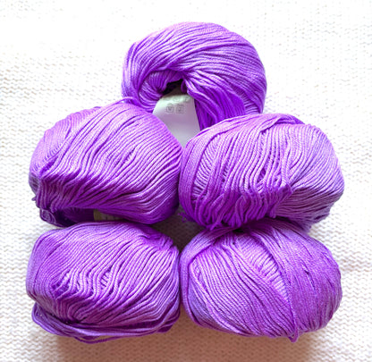 5 balls x 50g Cashmere Silk yarn : Cashmere + Silk + Bamboo fiber : 19 Orchid Purple