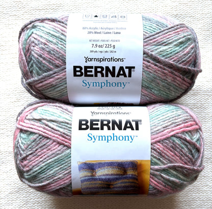 2 Balls x 225g Bernat Symphony Chunky Yarn Wool Blend : Seashell