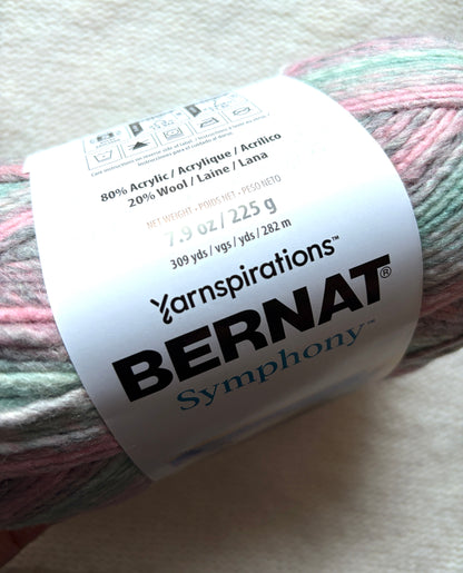 2 Balls x 225g Bernat Symphony Chunky Yarn Wool Blend : Seashell