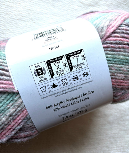 2 Balls x 225g Bernat Symphony Chunky Yarn Wool Blend : Seashell