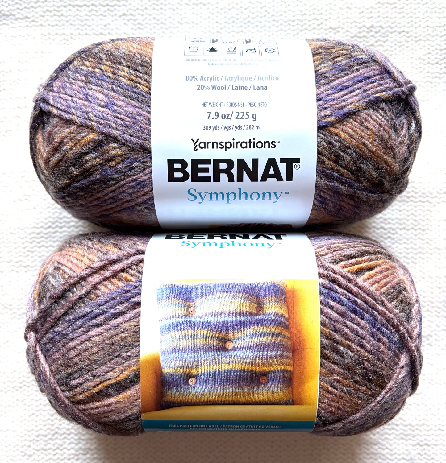 2 Balls x 225g Bernat Symphony Chunky Yarn Wool Blend : Brocade