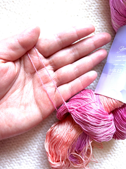 1 Skein x 100g 100% Silk Gradient yarn : Pure Silk : 01 Raspberry Peach Sorbet