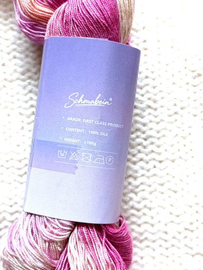 1 Skein x 100g 100% Silk Gradient yarn : Pure Silk : 01 Raspberry Peach Sorbet