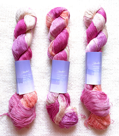 1 Skein x 100g 100% Silk Gradient yarn : Pure Silk : 01 Raspberry Peach Sorbet