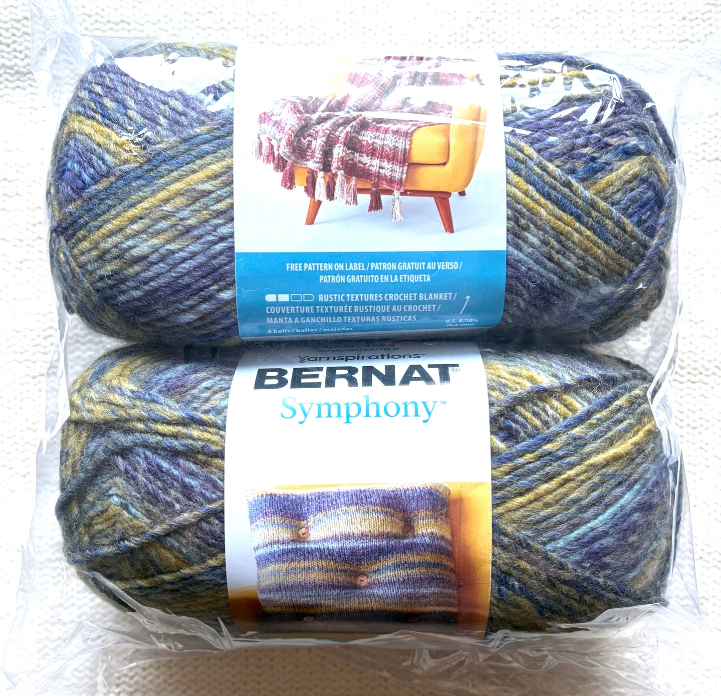 2 Balls x 225g Bernat Symphony Chunky Yarn Wool Blend : Royal